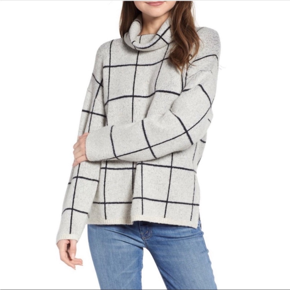 Madewell Windowpane Turtleneck Sweater